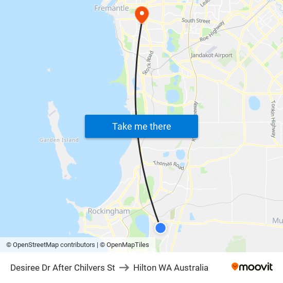 Desiree Dr After Chilvers St to Hilton WA Australia map