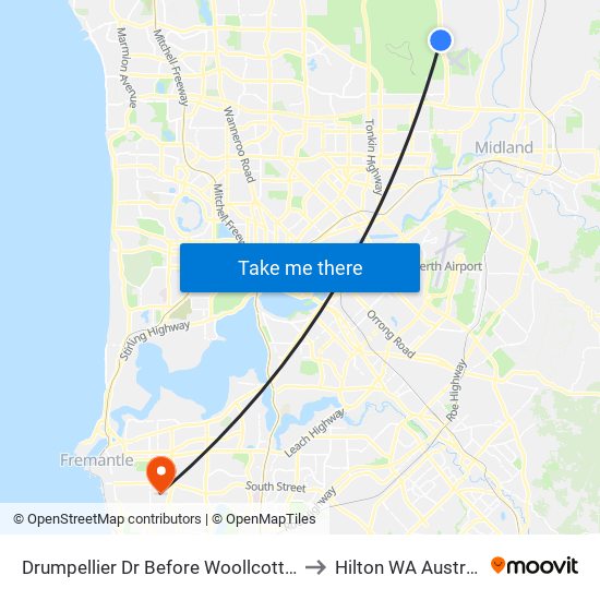 Drumpellier Dr Before Woollcott Ave to Hilton WA Australia map