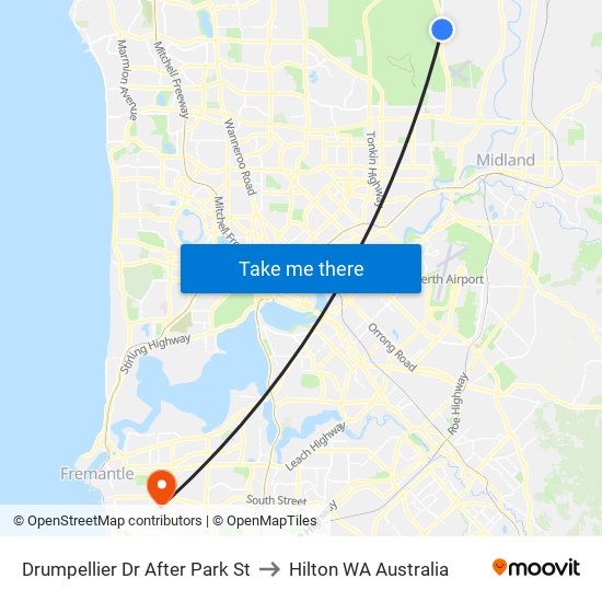 Drumpellier Dr After Park St to Hilton WA Australia map