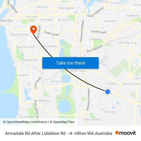 Armadale Rd After Liddelow Rd to Hilton WA Australia map