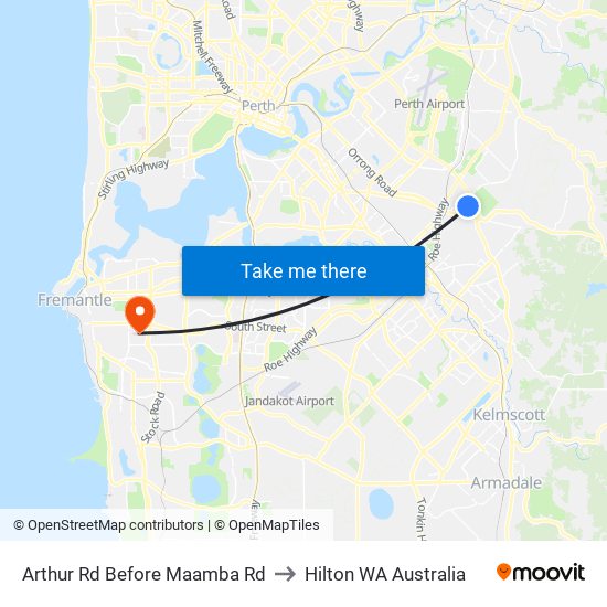 Arthur Rd Before Maamba Rd to Hilton WA Australia map