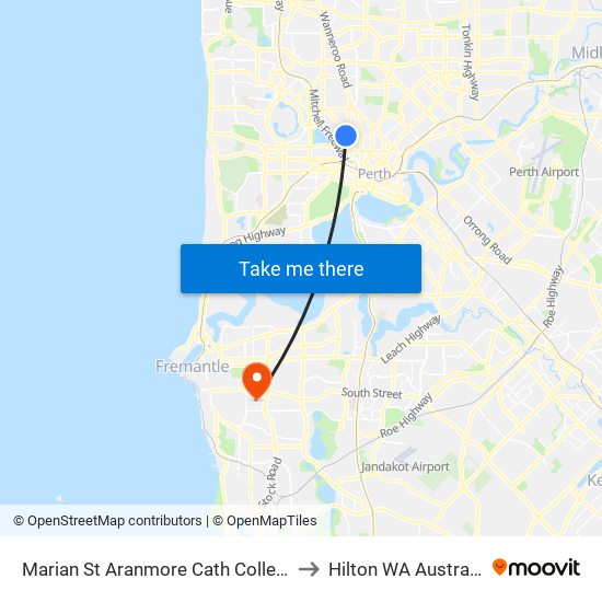 Marian St Aranmore Cath College to Hilton WA Australia map