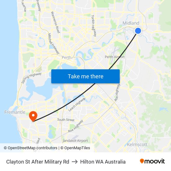 Clayton St After Military Rd to Hilton WA Australia map