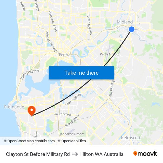 Clayton St Before Military Rd to Hilton WA Australia map