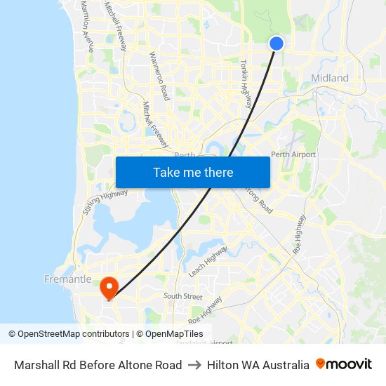 Marshall Rd Before Altone Road to Hilton WA Australia map