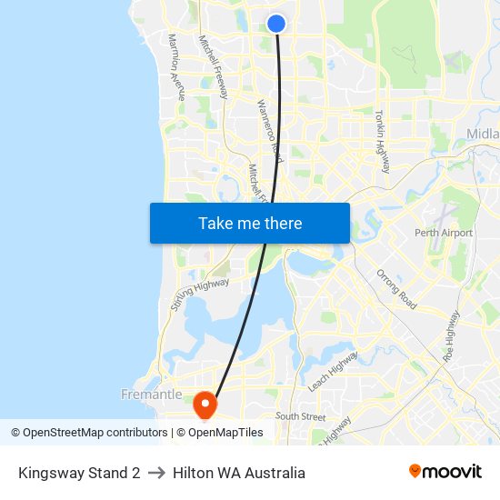 Kingsway   Stand 2 to Hilton WA Australia map