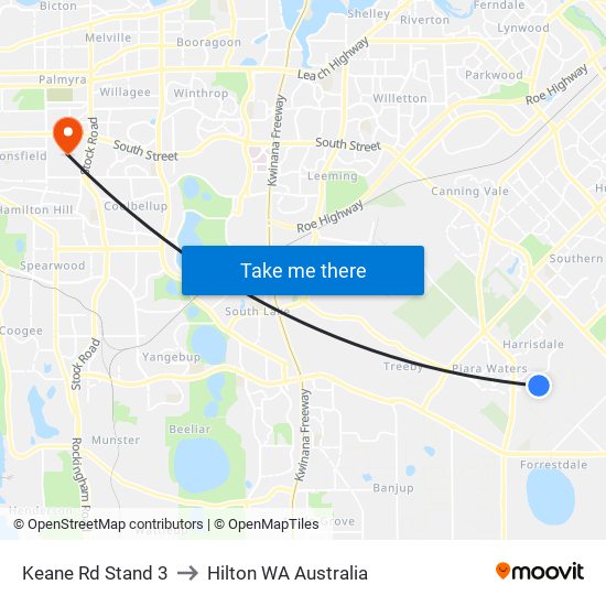 Keane Rd Stand 3 to Hilton WA Australia map