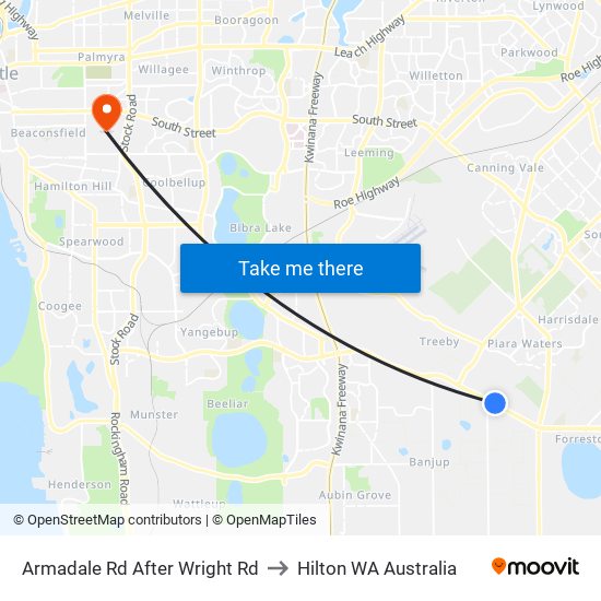 Armadale Rd After Wright Rd to Hilton WA Australia map