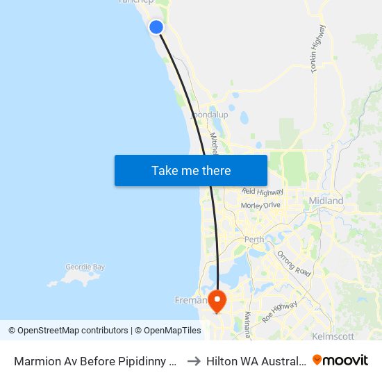 Marmion Av Before Pipidinny Rd to Hilton WA Australia map