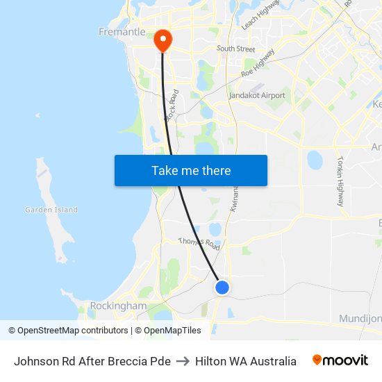 Johnson Rd After Breccia Pde to Hilton WA Australia map