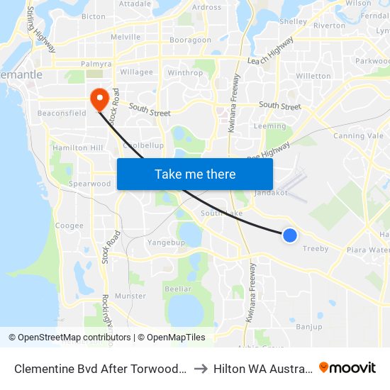 Clementine Bvd After Torwood Av to Hilton WA Australia map