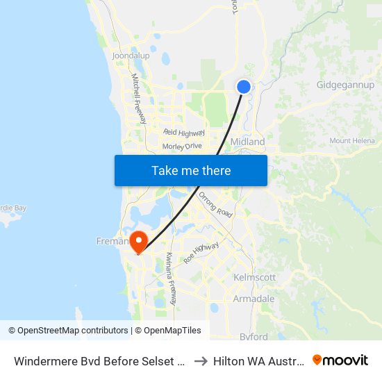 Windermere Bvd Before Selset Lane to Hilton WA Australia map