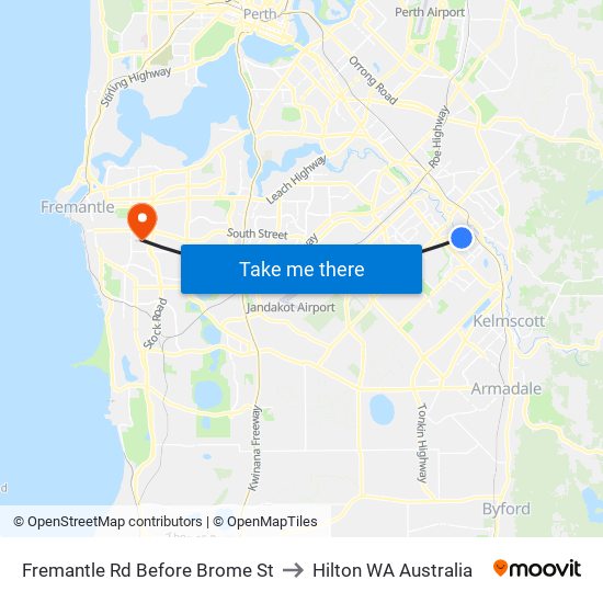 Fremantle Rd Before Brome St to Hilton WA Australia map