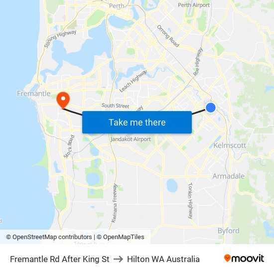 Fremantle Rd After King St to Hilton WA Australia map
