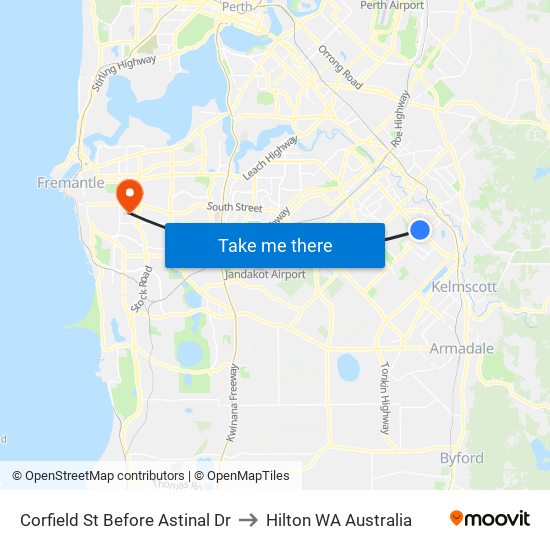 Corfield St Before Astinal Dr to Hilton WA Australia map