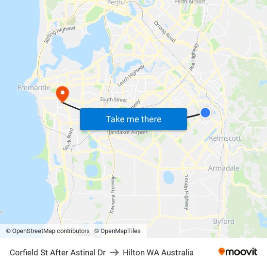 Corfield St After Astinal Dr to Hilton WA Australia map