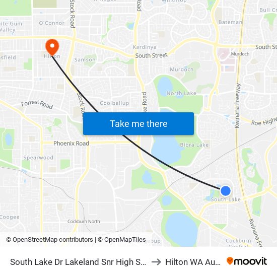 South Lake Dr Lakeland Snr High Sch - Stand 3 to Hilton WA Australia map