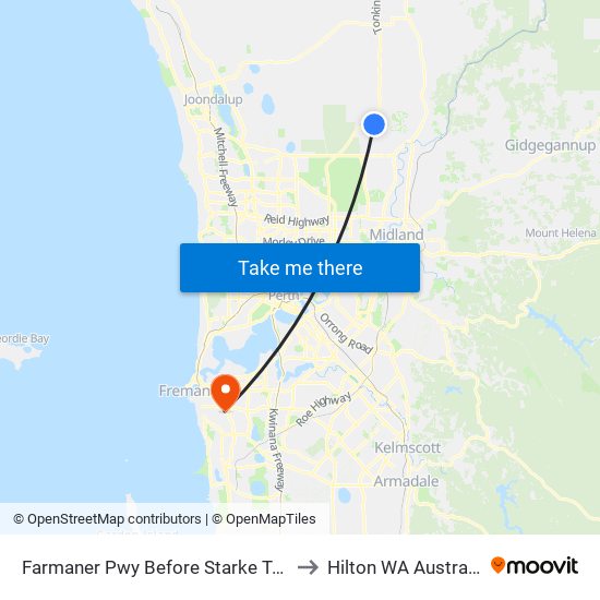 Farmaner Pwy Before Starke Turn to Hilton WA Australia map