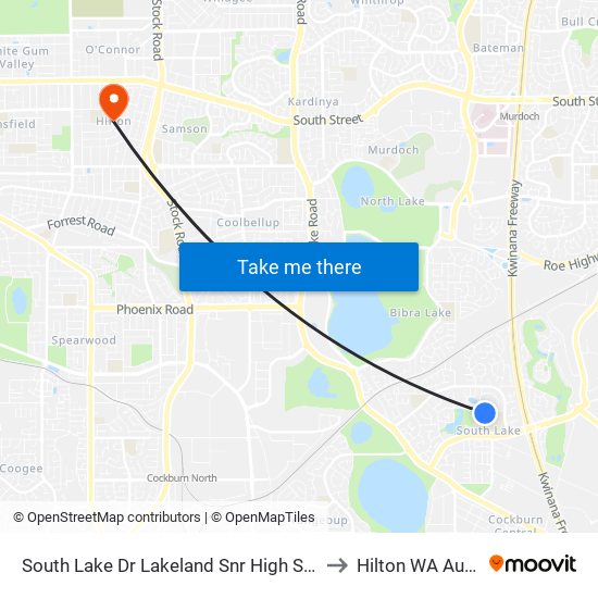 South Lake Dr Lakeland Snr High Sch - Stand 1 to Hilton WA Australia map