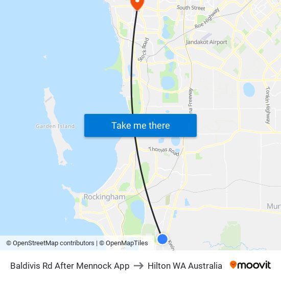 Baldivis Rd After Mennock App to Hilton WA Australia map