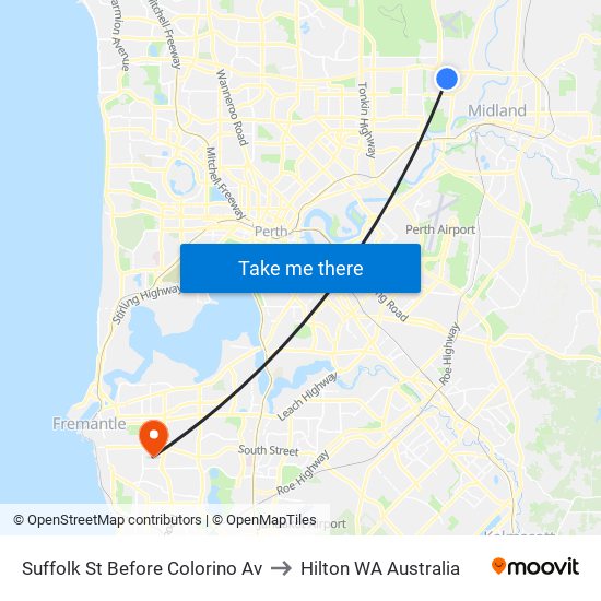 Suffolk St Before Colorino Av to Hilton WA Australia map