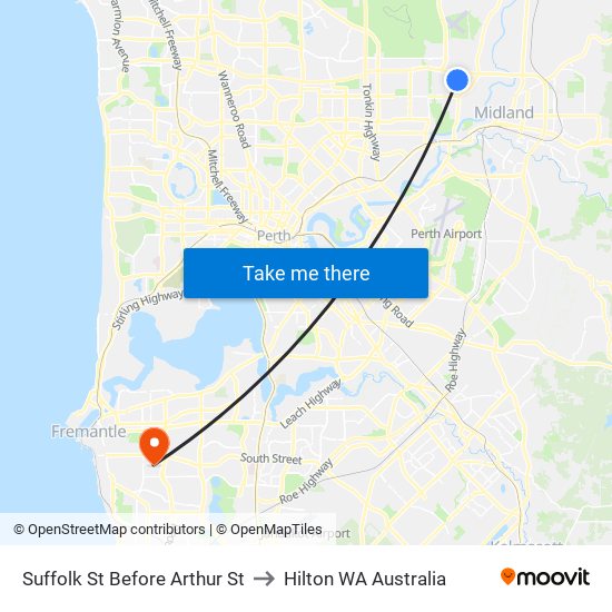 Suffolk St Before Arthur St to Hilton WA Australia map