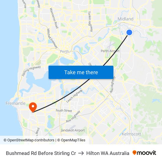 Bushmead Rd Before Stirling Cr to Hilton WA Australia map