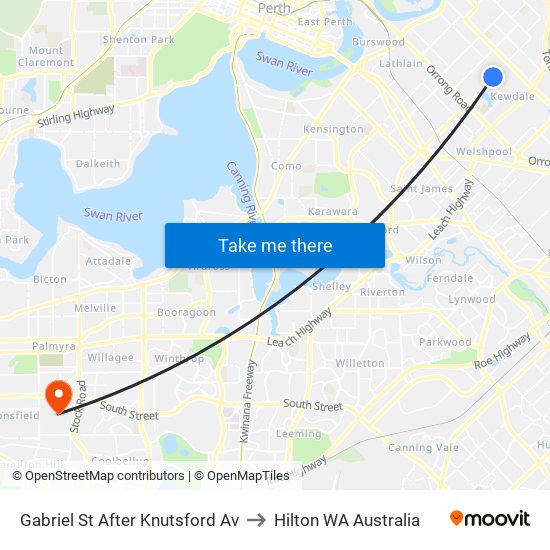 Gabriel St After Knutsford Av to Hilton WA Australia map