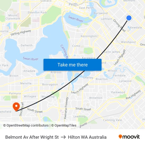 Belmont Av After Wright St to Hilton WA Australia map