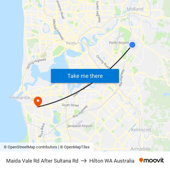 Maida Vale Rd After Sultana Rd to Hilton WA Australia map