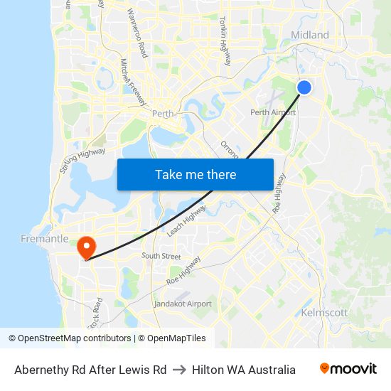 Abernethy Rd After Lewis Rd to Hilton WA Australia map