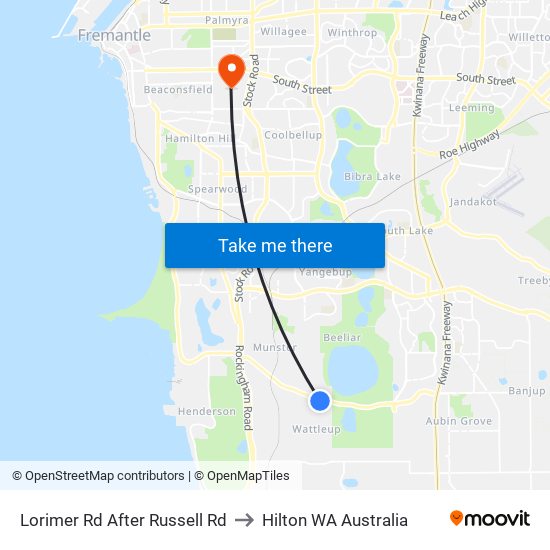 Lorimer Rd After Russell Rd to Hilton WA Australia map