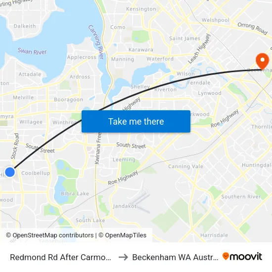 Redmond Rd After Carmody St to Beckenham WA Australia map