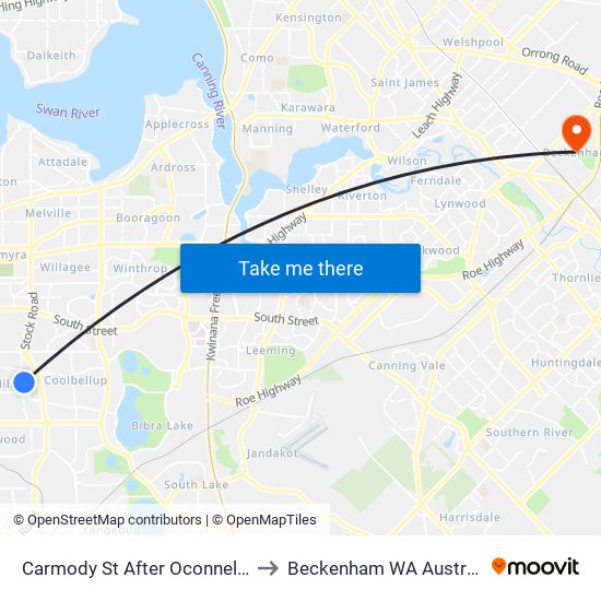 Carmody St After  Oconnell St to Beckenham WA Australia map