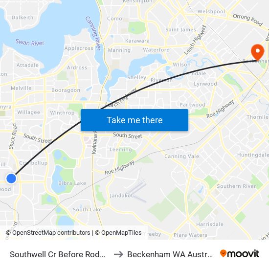 Southwell Cr Before Rodd Pl to Beckenham WA Australia map