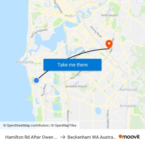 Hamilton Rd After Owen Rd to Beckenham WA Australia map