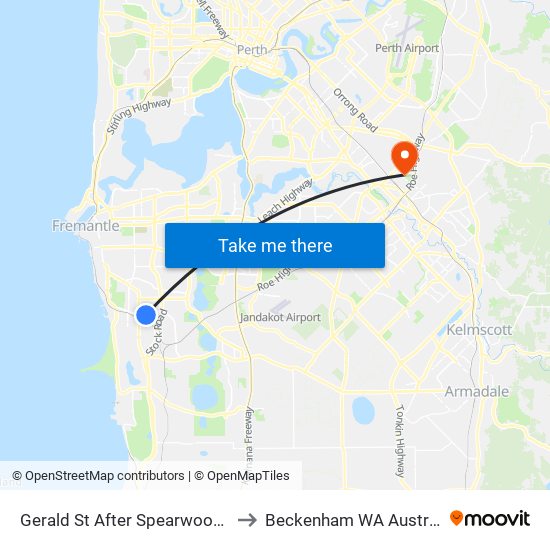 Gerald St After Spearwood Av to Beckenham WA Australia map