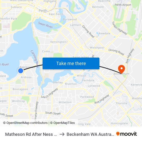 Matheson Rd After Ness Rd to Beckenham WA Australia map