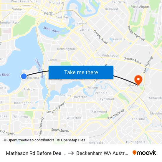 Matheson Rd Before Dee Rd to Beckenham WA Australia map