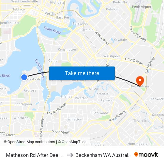 Matheson Rd After Dee Rd to Beckenham WA Australia map