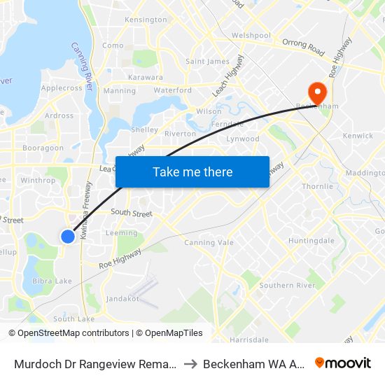 Murdoch Dr Rangeview Remand Centre to Beckenham WA Australia map