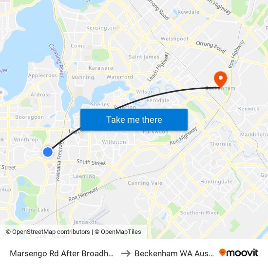 Marsengo Rd After Broadhurst Cr to Beckenham WA Australia map