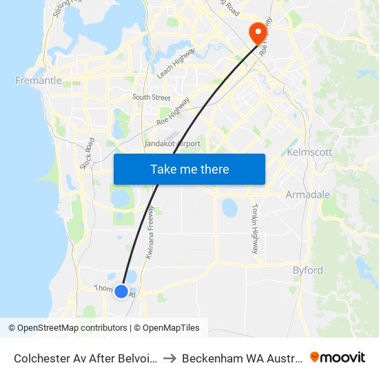 Colchester Av After Belvoir Cr to Beckenham WA Australia map