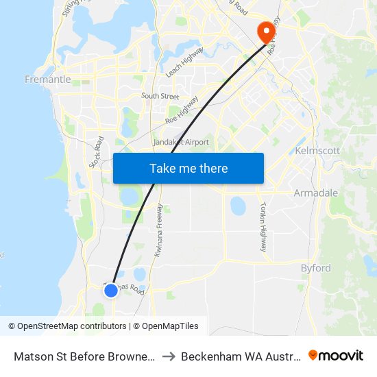 Matson St Before Brownell Cr to Beckenham WA Australia map