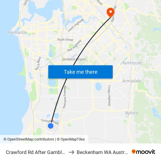 Crawford Rd After Gamble Pl to Beckenham WA Australia map