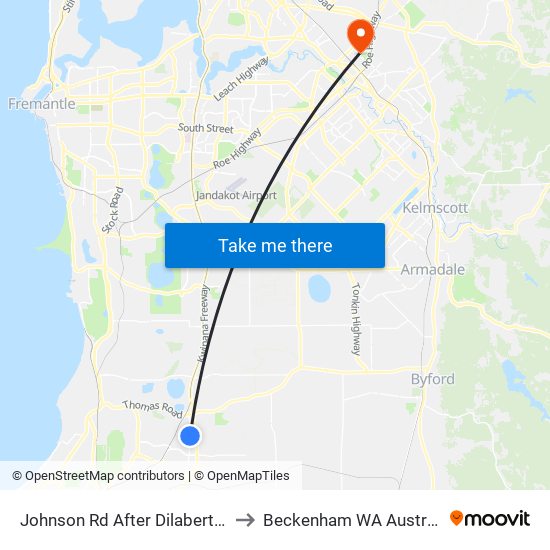Johnson Rd After Dilabert Wy to Beckenham WA Australia map