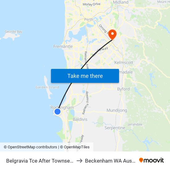 Belgravia Tce After Townsend Rd to Beckenham WA Australia map