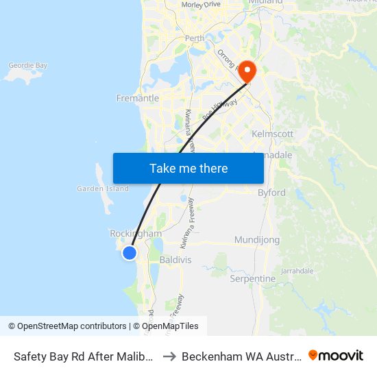 Safety Bay Rd After Malibu Rd to Beckenham WA Australia map