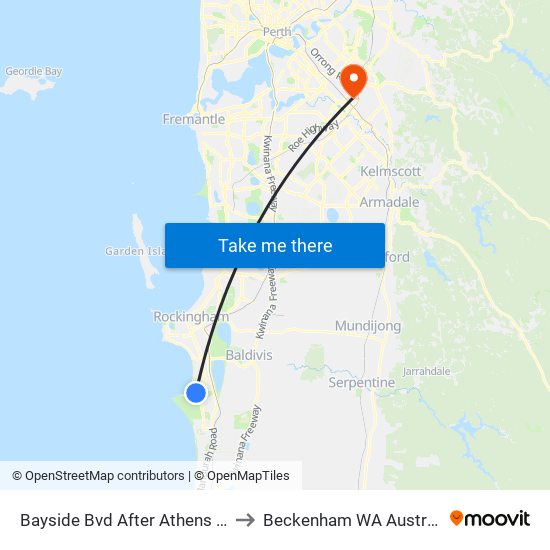 Bayside Bvd After Athens Ent to Beckenham WA Australia map