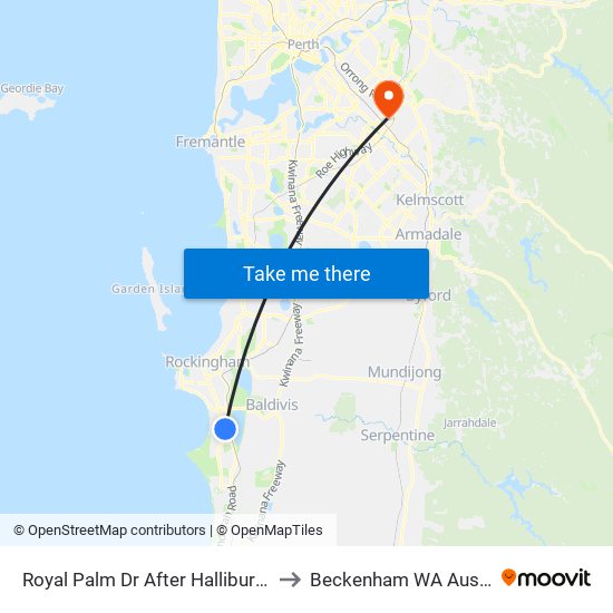 Royal Palm Dr After Halliburton Av to Beckenham WA Australia map